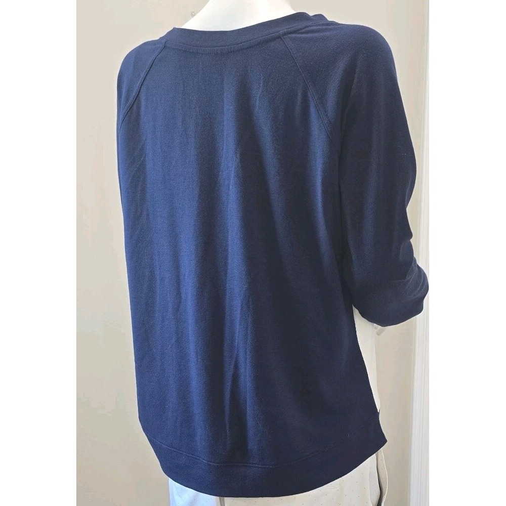 Belyn Key Women's Navy White Stripe Raglan Long Sleeve Top Size M Rayon Golf‎ - Picture 6 of 16